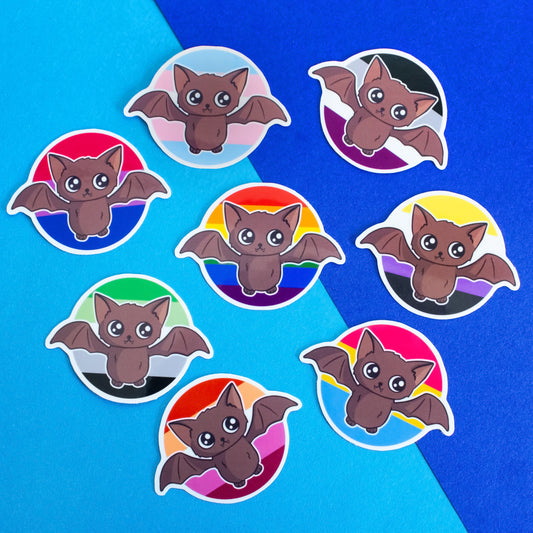Fledermaus mit runder Pride-Flagge Sticker