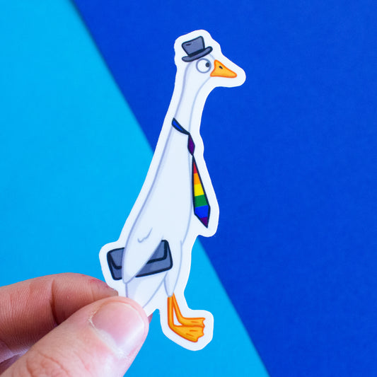 Laufgans mit Pride-Krawatte Sticker