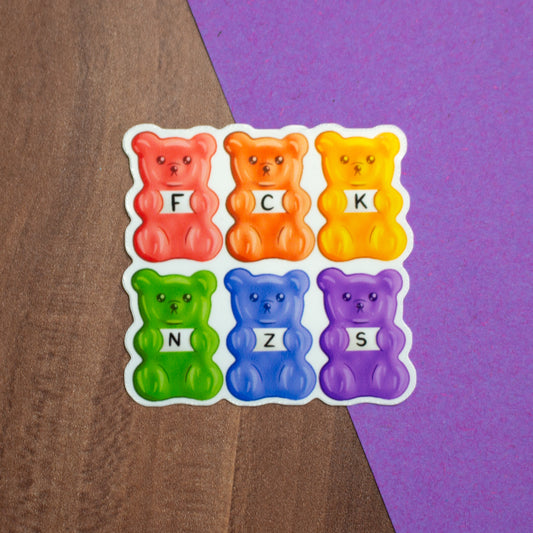 Gummibärchen gegen Rechts Regenbogenfarben Sticker