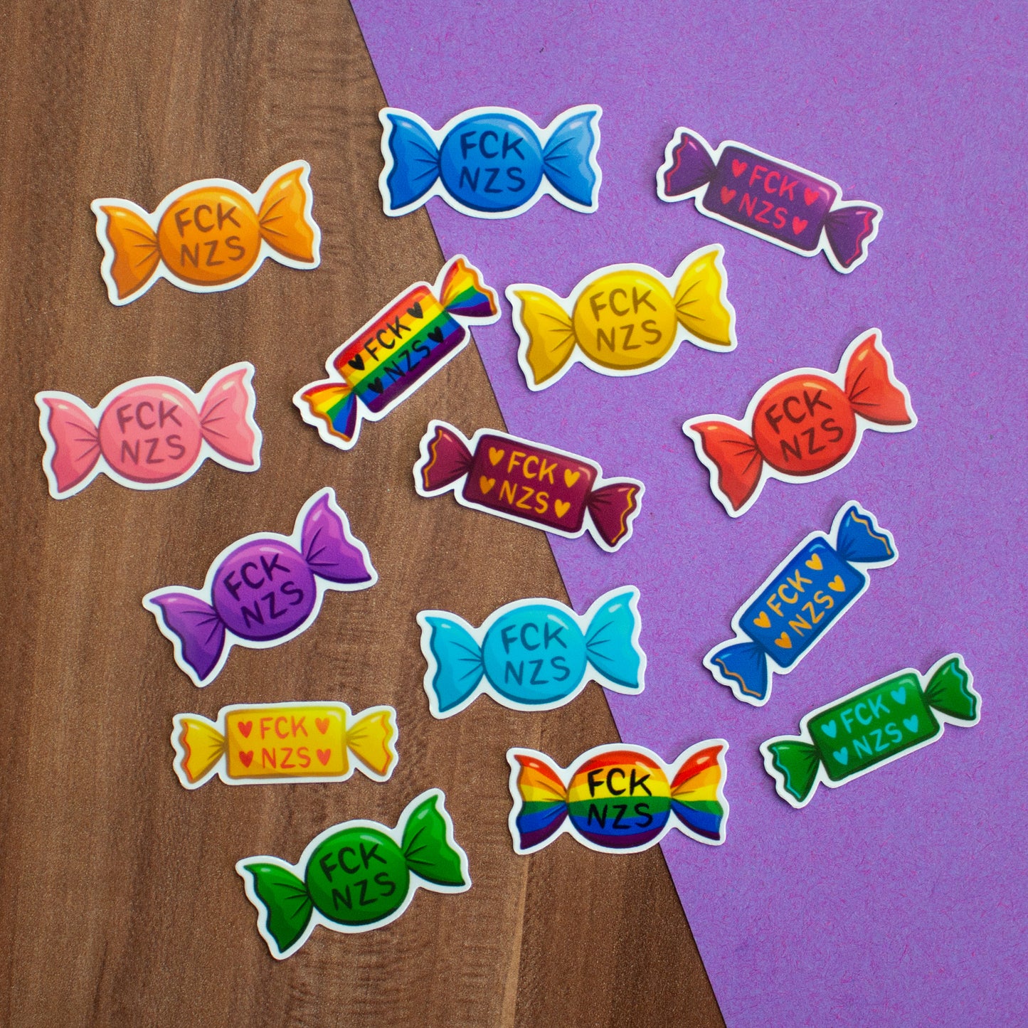 10er Set Bonbon "FCK NZS" Sticker