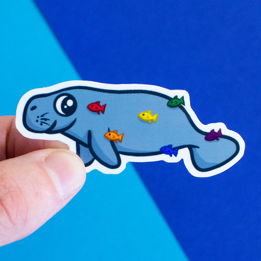 Seekuh mit Pride-Fischen Sticker