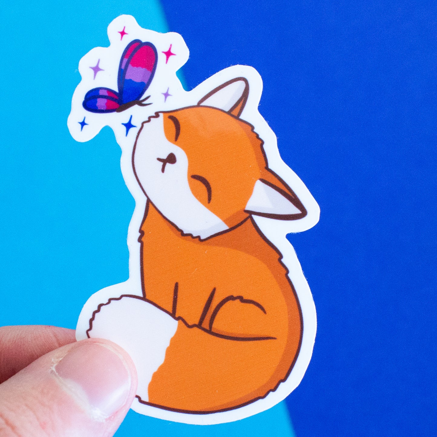 Fuchs mit Schmetterling mit Pride-Flügeln Sticker