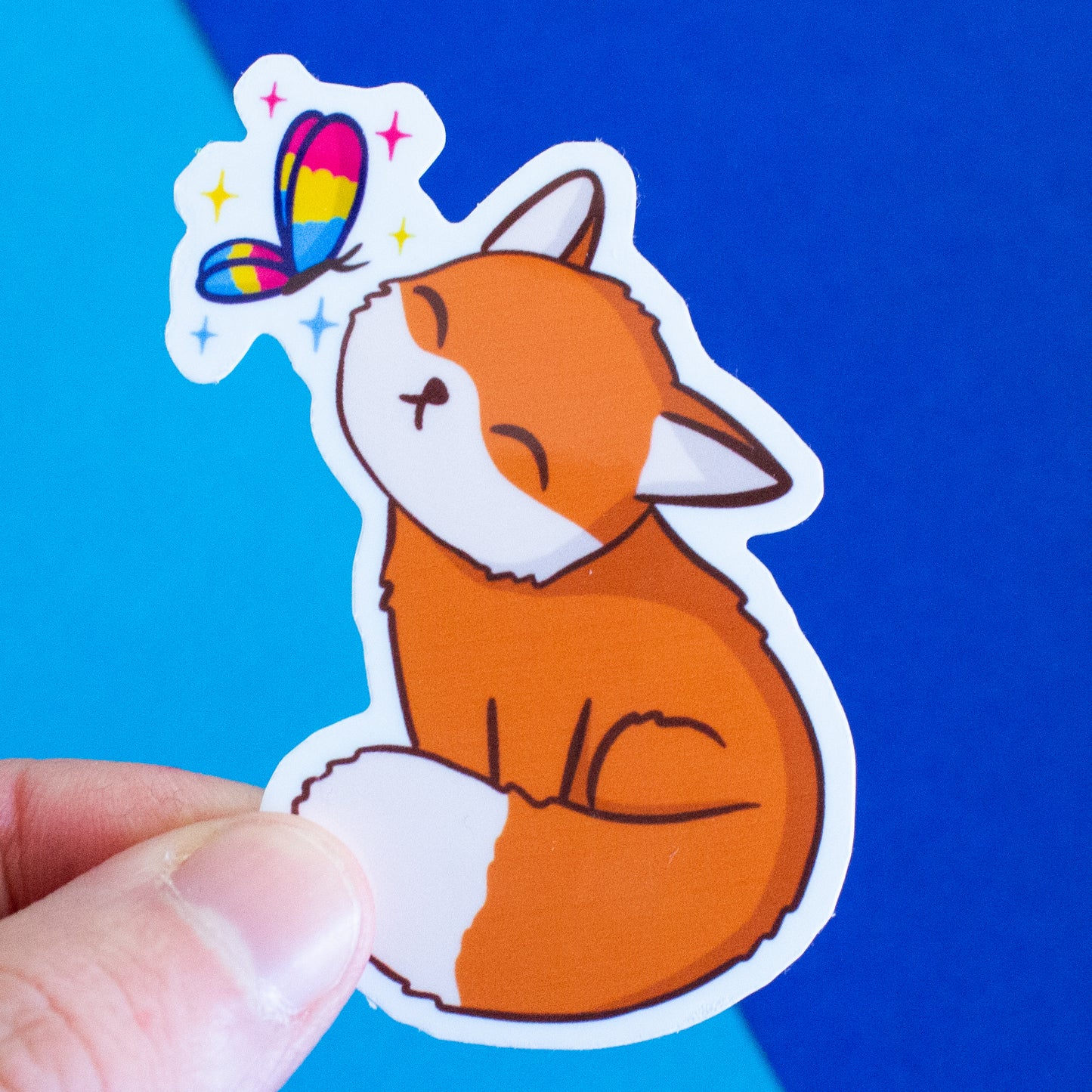 Fuchs mit Schmetterling mit Pride-Flügeln Sticker