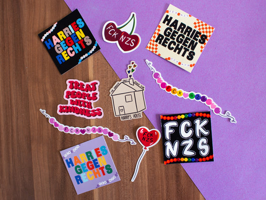 10 Sticker Harries gegen Rechts